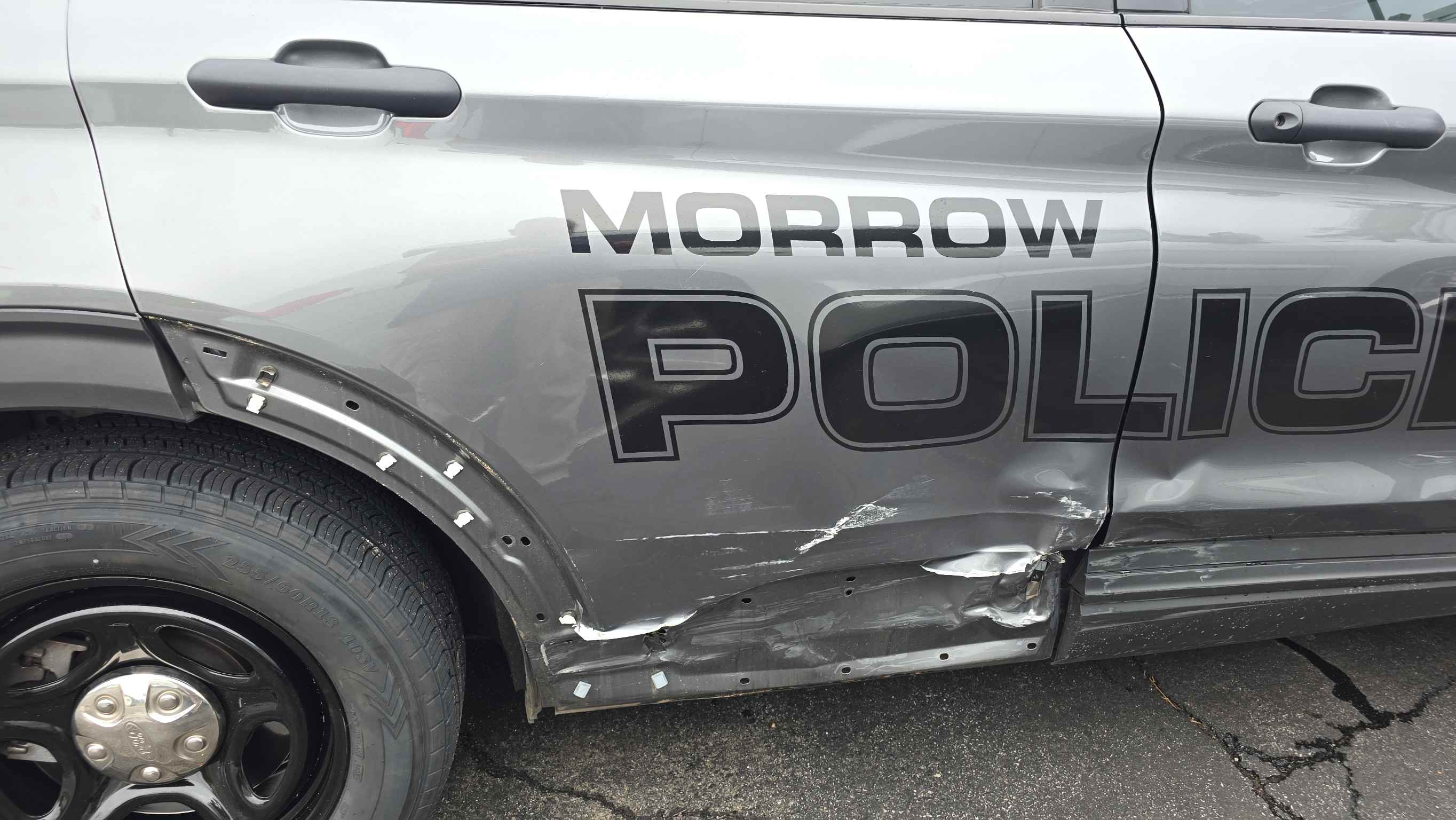 Side View Of Damaged Police Car